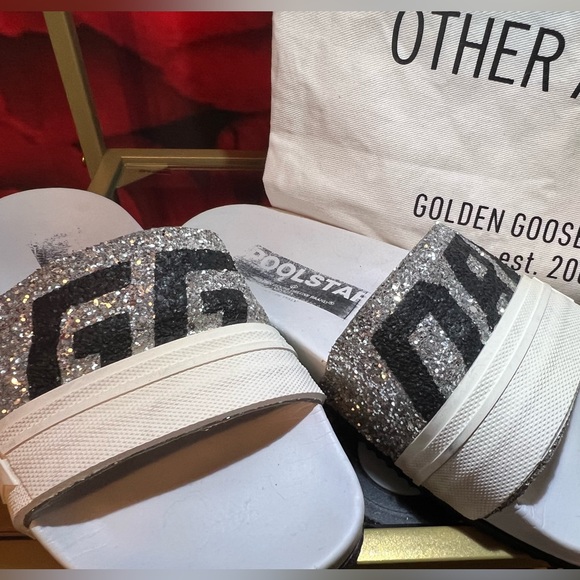 ✨Golden Goose Poolstar 39 Glitter Sparkle on white✨ - Picture 1 of 6
